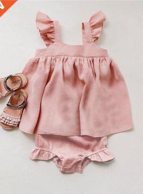 Baby Summer Clothing 2Pcs Baby Girl Outfits Kids Girls Linen
