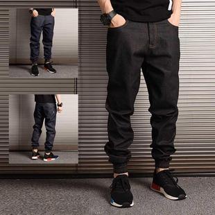 Japanese Vintage Fashion Men Jeans Loose Fit Elastic Waist S