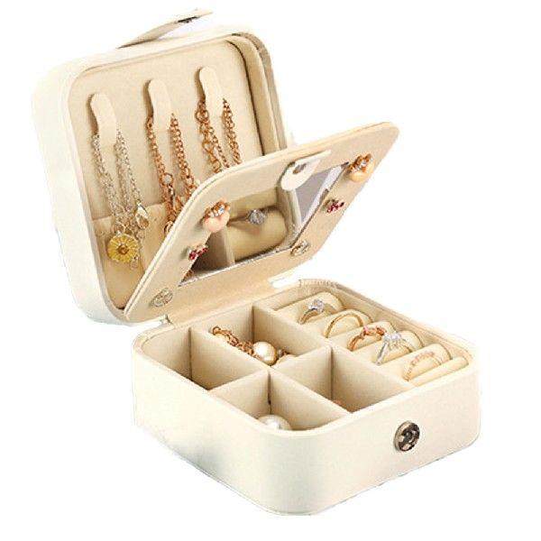 Ladies PU Leather Jewelry Box Large Capacity Earrings Ring