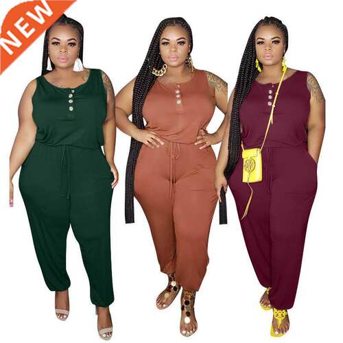 2021 new women's knitted plum-size jumpsuit大码女士连体裤