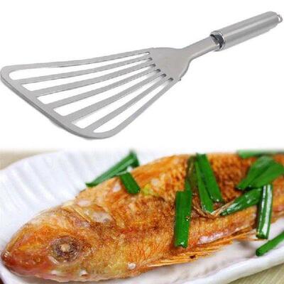 New Fish Spatula Metal Stainless Steel Blade With Wooden