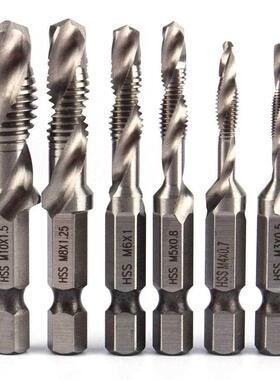 6pcs M-M10 Screw Tap Drill Bits Hss Taps Countersink Deburr