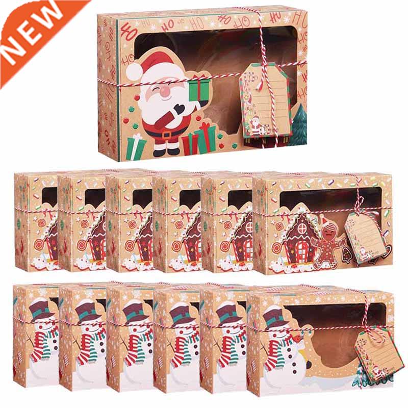 3/6/9/12pcs Kraft Paper Candy Boxes Merry Christmas Cookie G