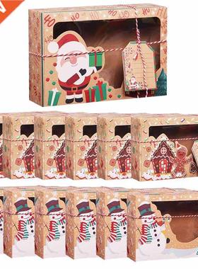 3/6/9/12pcs Kraft Paper Candy Boxes Merry Christmas Cookie G