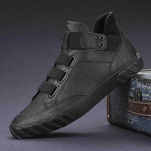YITU Autumn New Men's Fashion Shoes Black High Top Casual Sh