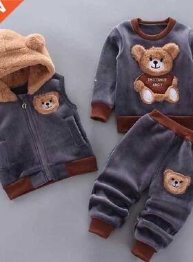 Winter Warm Children Clothing Sets Cartoon Bear Baby Boy Clo