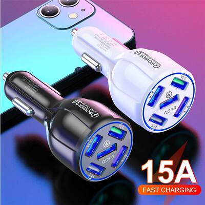 Lovebay 15A 5 Ports USB Car Charge Mini LED Fast Charging Fo