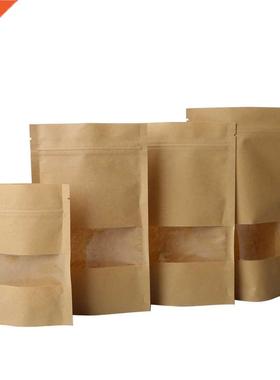 High Quality 10Pcs/lot Kraft Paper Bag Window Zip lock Empty