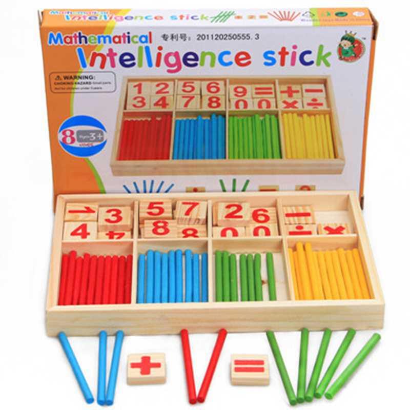 Figure Blocks Counting Sticks Education Wooden Toys Building