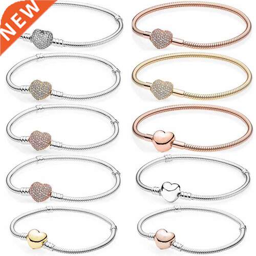 Original Rose & Gold Moments Heart Clasp With Crystal Bracel