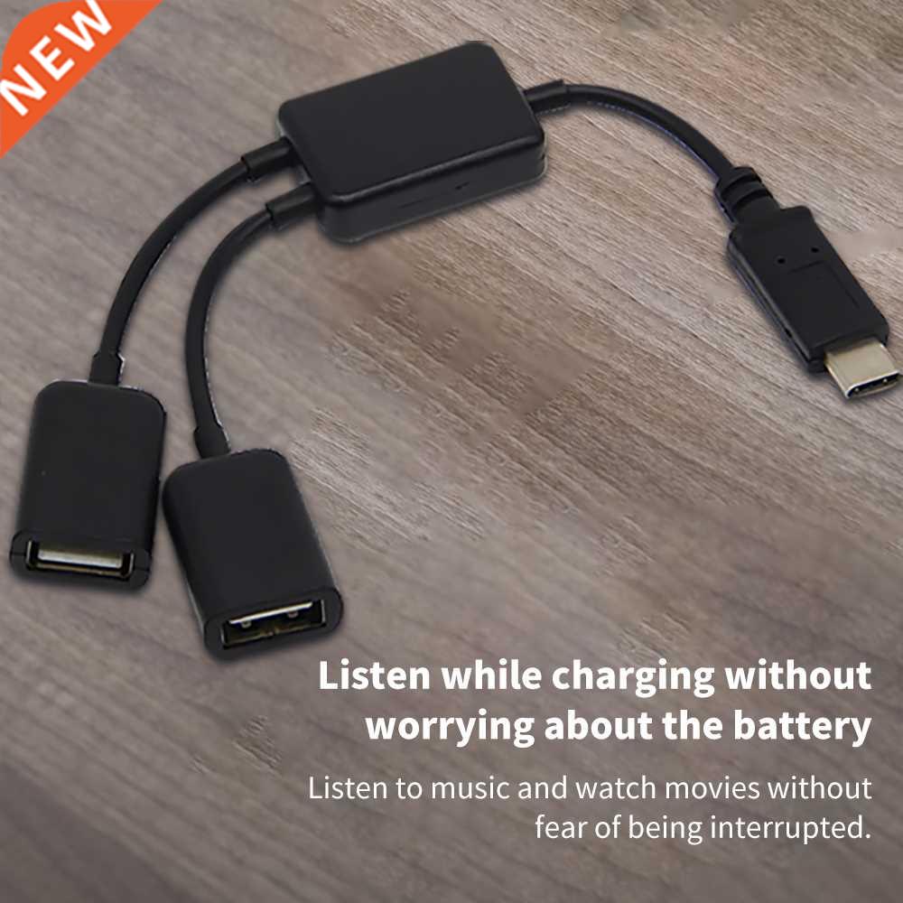 NEW With Dual USB Ports Type C OTG USB Male To Dual Head OT