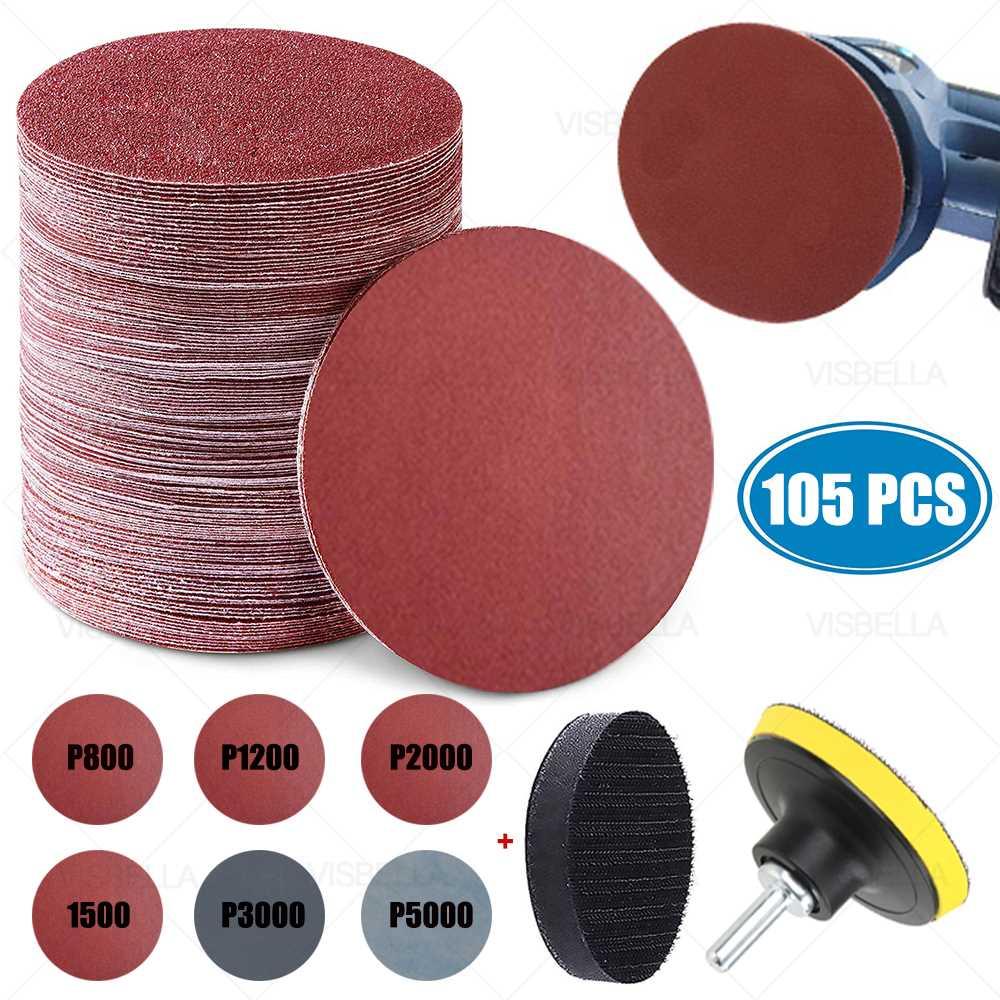 105PCS Sandpaper Discs Pad Car Lights Kit Polishing Restorat