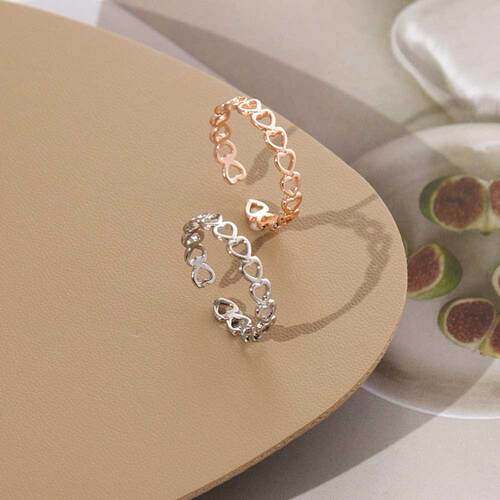 LATS Gold Silver Color Hollowed-out Heart Shape Open Ring De