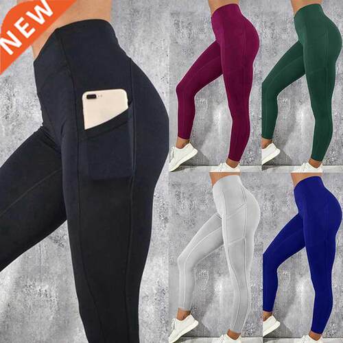 现货速卖通爆款外贸瑜伽跑步运动健身裤侧边口袋瑜伽裤yoga pants