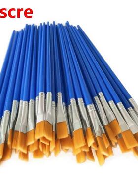 100 Pcs Flat Paint Brushes Set Kids Nylon Hair Acrylic Small
