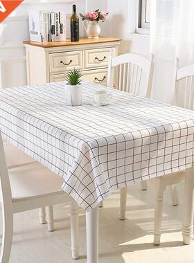 Plastic PVC Rectangula Grid Printed Tablecloth Waterproof Oi