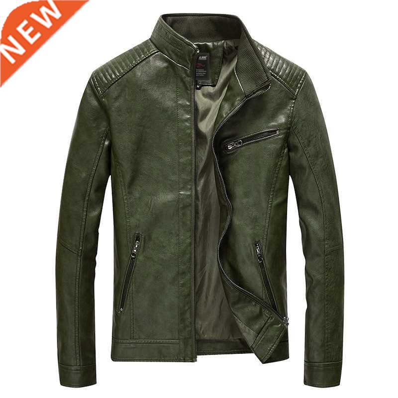 2022 Spring PU Leather Jacket Men Solid Casual Faux Leather