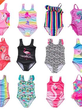 2021 New Girls Swimsuit One Piece Swimsuit Bathing Suit 4-13