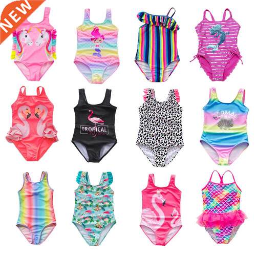 2021 New Girls Swimsuit One Piece Swimsuit Bathing Suit 4-13