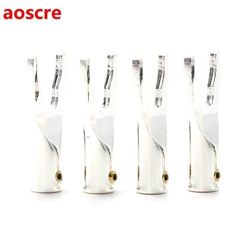 4pieces pure copper Silver plaed Y Spade plug spade adapter