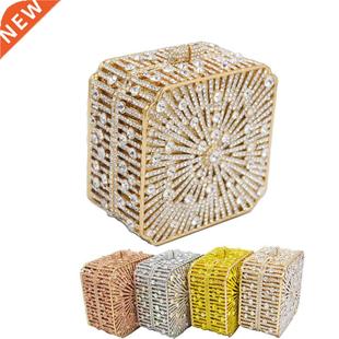 Stylishly Gold Rhinestone Clutch bag women Purse square Crys