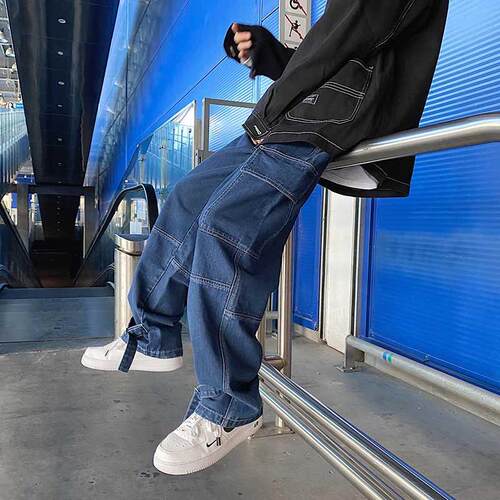 S-5XL Plus Size Men Wide Leg Jeans Mens 2022 Autumn Spring H