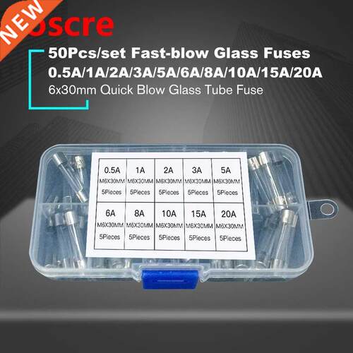 50/60/72/250PCS 6x30mm Fast Blow Fuse Glass Tube Fuse Assort