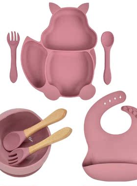 7PCS/Set Baby Plates Bowl Set Food Grade Silicone Kitchenw