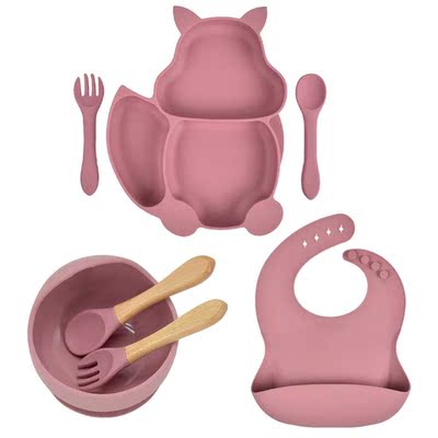 7PCS/Set Baby Plates Bowl Set Food Grade Silicone Kitchenw