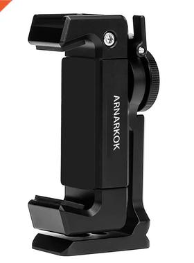 Metal Phone Tripod Mount with Cold Shoe,360 Rotation,Compati