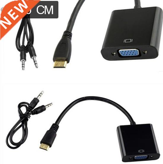 MINI HDMI MALE TO VGA FEMALE VIDEO ADAPTER CABLE WITH AUDIO