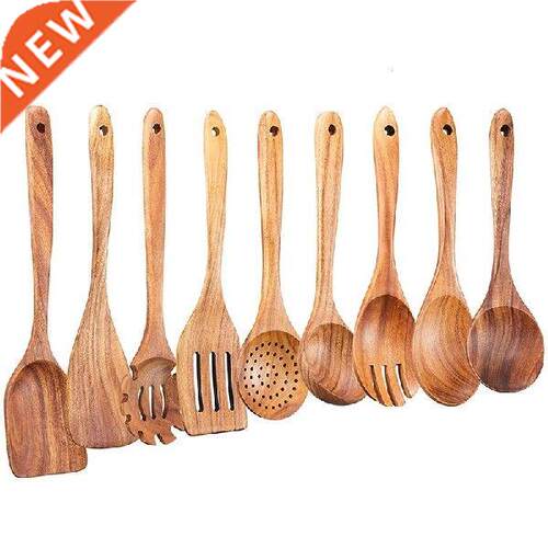 New 9 Pcs Wooden Spoons for Cooking,Wooden Kitchen Utensil