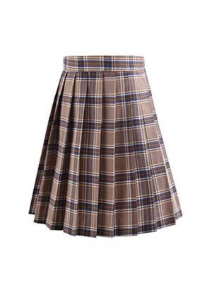 Kawaii Women's Mini Plaid High-Waisted Pleated Skirt Black W