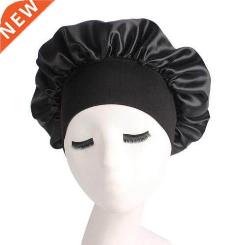 1pc Silk Hed Wrp Shower Cp djust Solid Stin Bonnet Hi