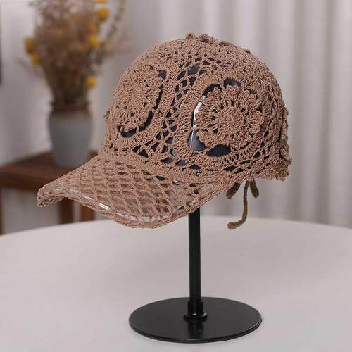Hand Woven Baseball cap Women Handmade Flower Hollowed Thin