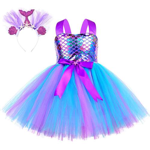 Girls Mermaid Dress Kids Birthday Party Dresses Little Merma