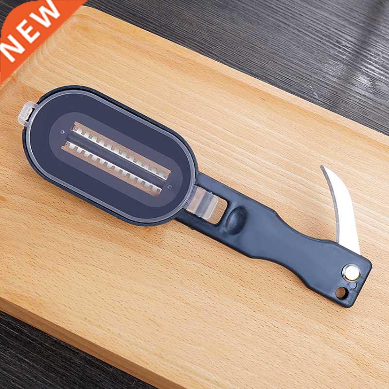 2 In 1 Plastic Fishing Scale Brush Built-in Fish Cutter Fish