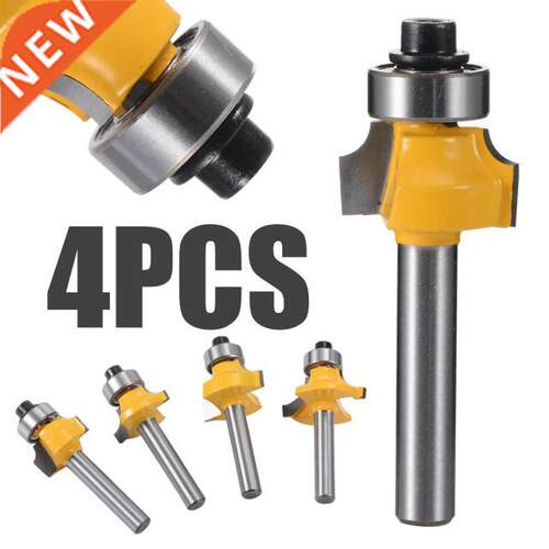 4pcs 1/4 Shank Round Over Router Bit Set 1/2 3/8 1/4 1/8