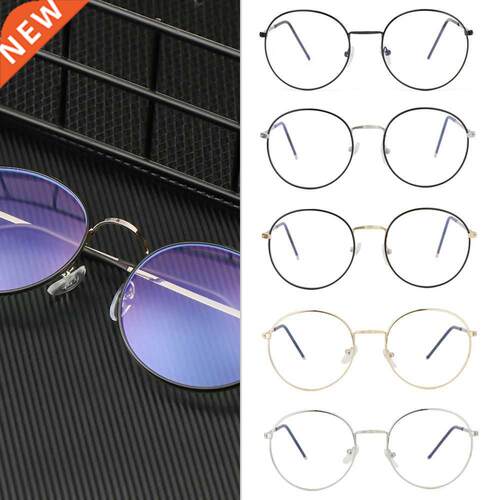 New Unisex Blue Light Blocking Metal Glasses Vintage Round F