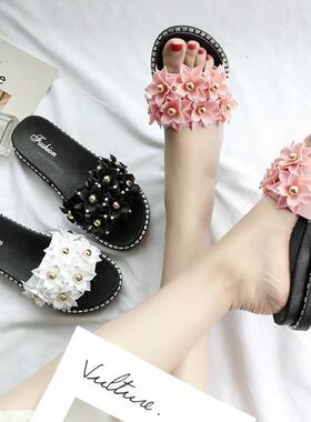New suer slippers with flat flowers for ladies in 2021拖鞋