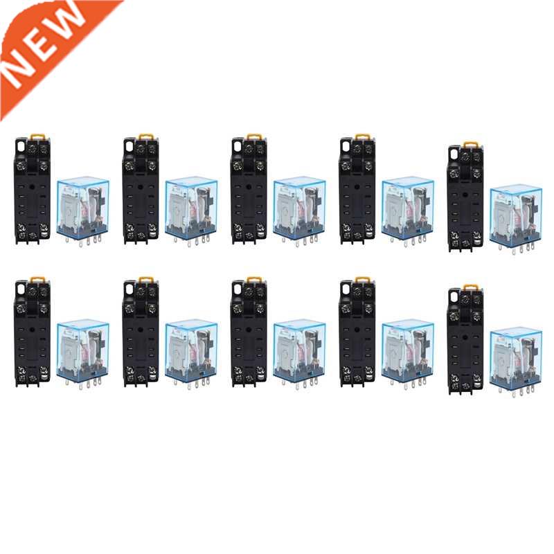 10X 220/240V AC Coil DPDT Power Relay MY2NJ 8 Pin With Socke