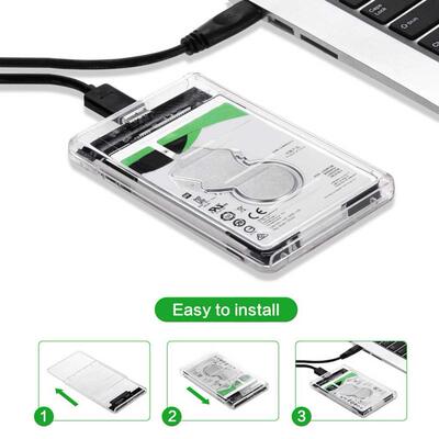 Transparent Plastic 2.5 inch HDD SSD Case Enclosure SATA III