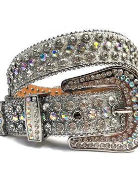 Fashion Luxury Strap Diamond Belt Western Crystal Studded Be