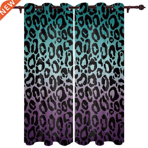 Leopard Print Animal Skin Texture Gradient Window Curtains