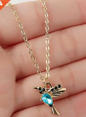 New Crystal Animal Hummingbird Necklaces For Women Fashion J