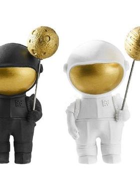 Resin Astronaut Figurines Spaceman with Moon Sculpture