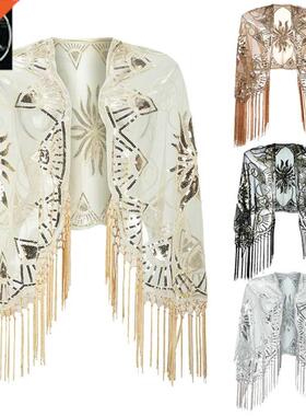 20s Flapper Gatsby Party Mesh Short Cover Up Dress Accessory