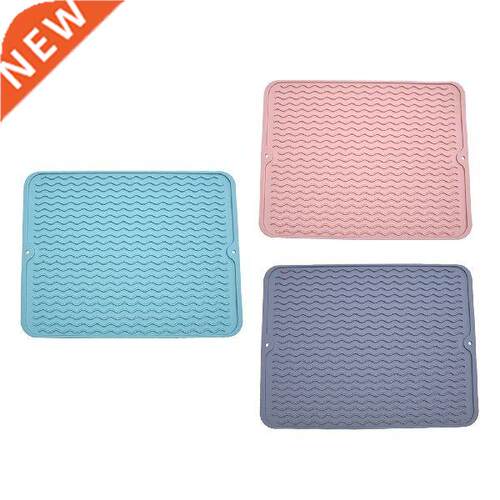 Collapsible Silicone Dish Draining Mat Wavy Line Heat