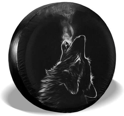 Black D Wolf Spare Tire Cover Waterproof Dust-Proof UV Sun
