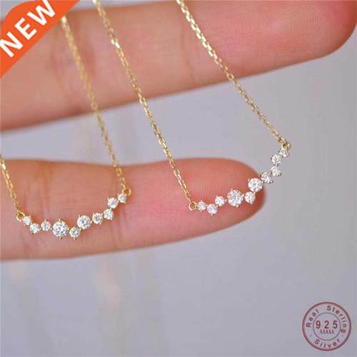 925 Sterling Silver Korean Version Simple Pavé Zircon Smile